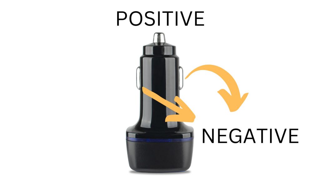 which part of a cigarette lighter plug is positive and negative